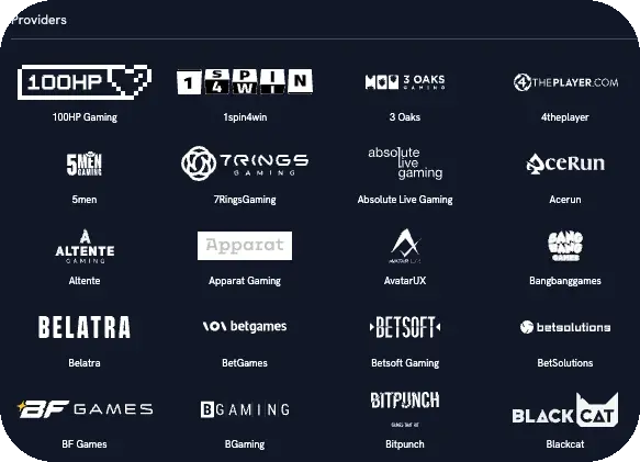 Spinshark game providers